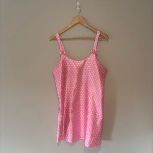 VINTAGE‎ SANTE Pink & White Polka Dot Slip Nightgown Chemise Nighty Size Medium
